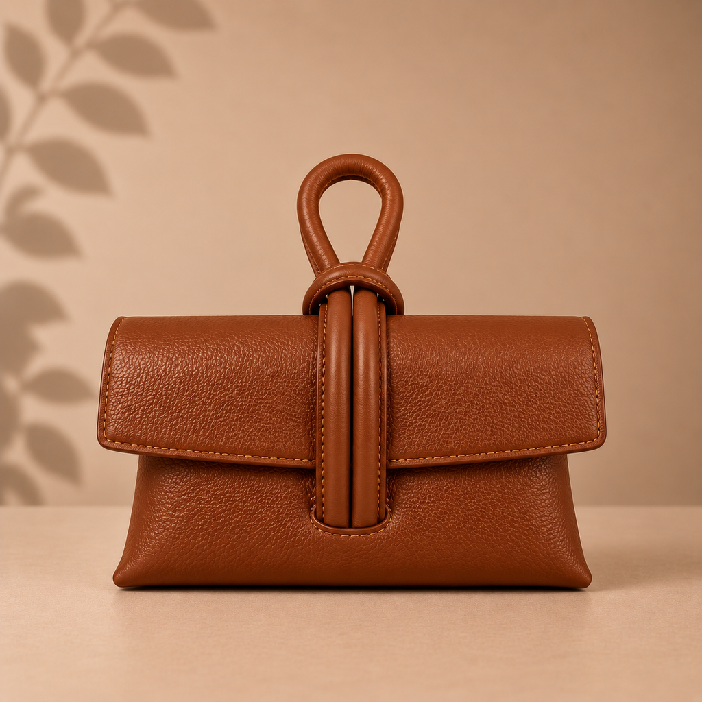 Tan Italian Leather Clutch Bag by Kenmare Cashmere