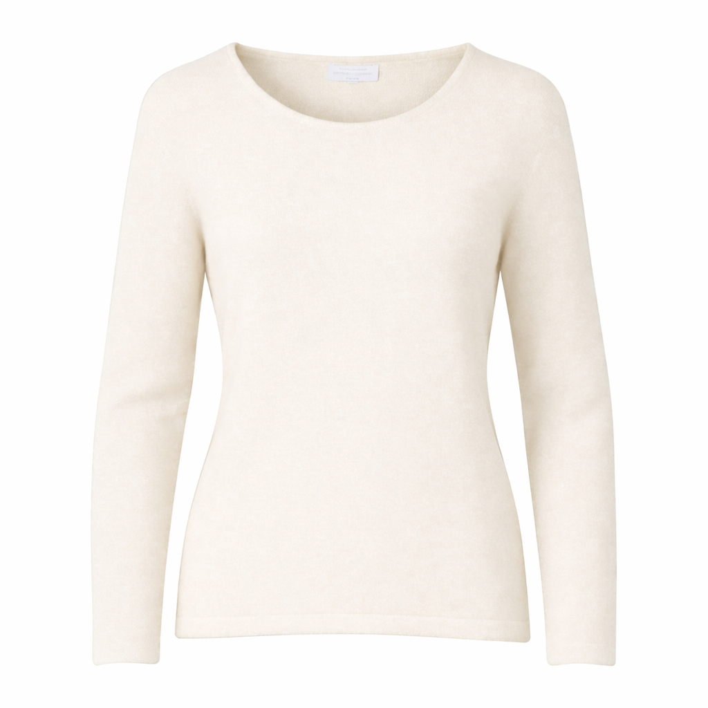 Warm Winter White 100% Pure Cashmere Scoop Neck Sweater by Kenmare Cashmere