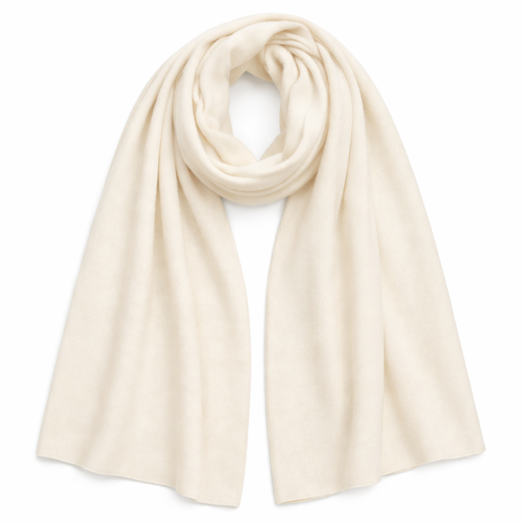 Winter White 100% Pure Cashmere XL Travel Wrap by Kenmare Cashmere