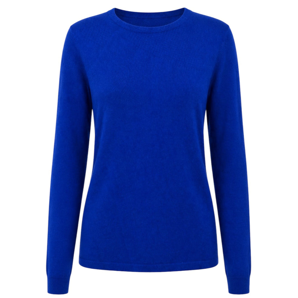 Women's Royal Blue 100% Pure Cashmere Round Neck Sweater by Kenmare Cashmere