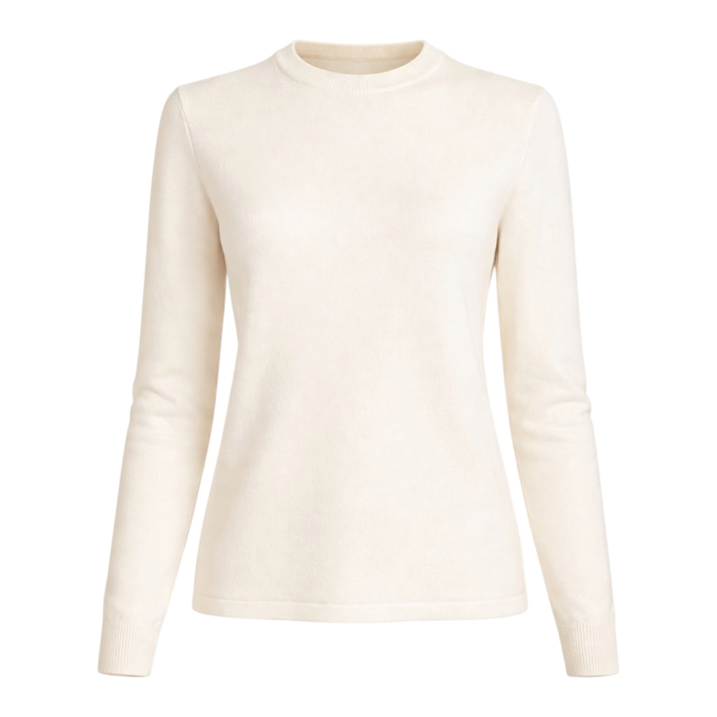 Women's Warm White 100% Pure Cashmere Crew Neck by Kenmare Cashmere