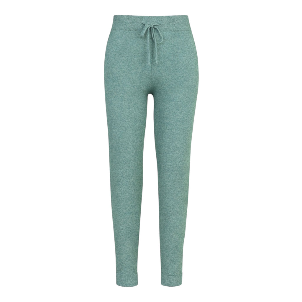 Sea green cashmere joggers by Kenmare Cashmere