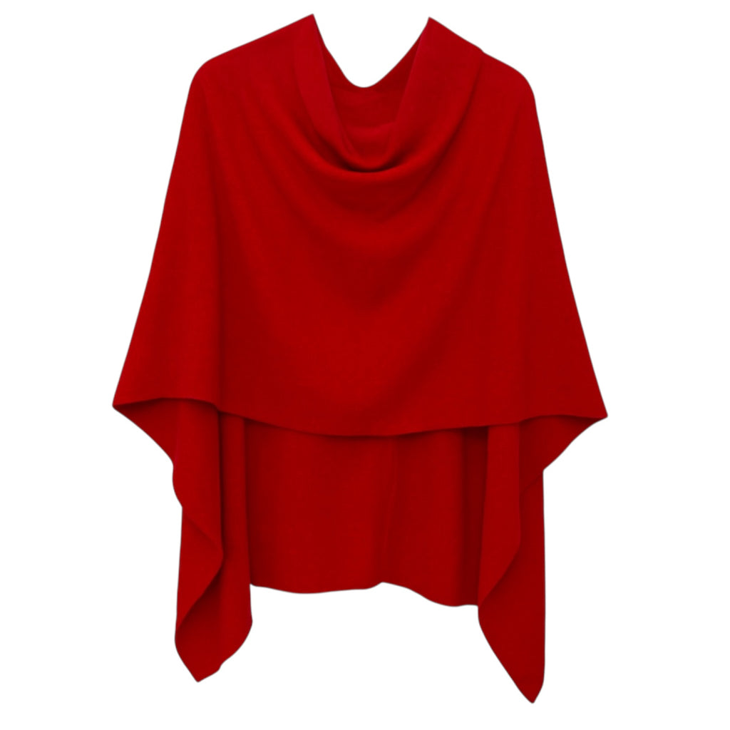 Deep Red Cashmere Poncho
