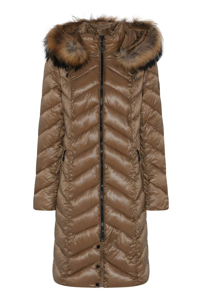 NORMANN Bronze Padded Coat with Fur Hood