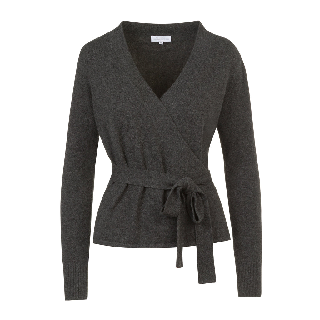 Ballet Wrap Cardigan in Charcoal Grey