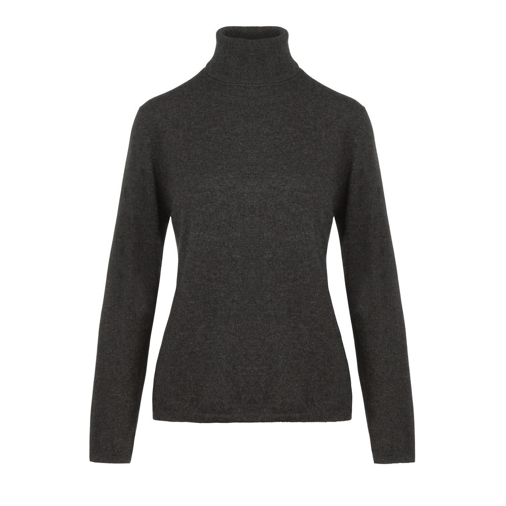 Deep Charcoal Grey 100% Pure Cashmere Turtle Neck by Kenmare Cashmere