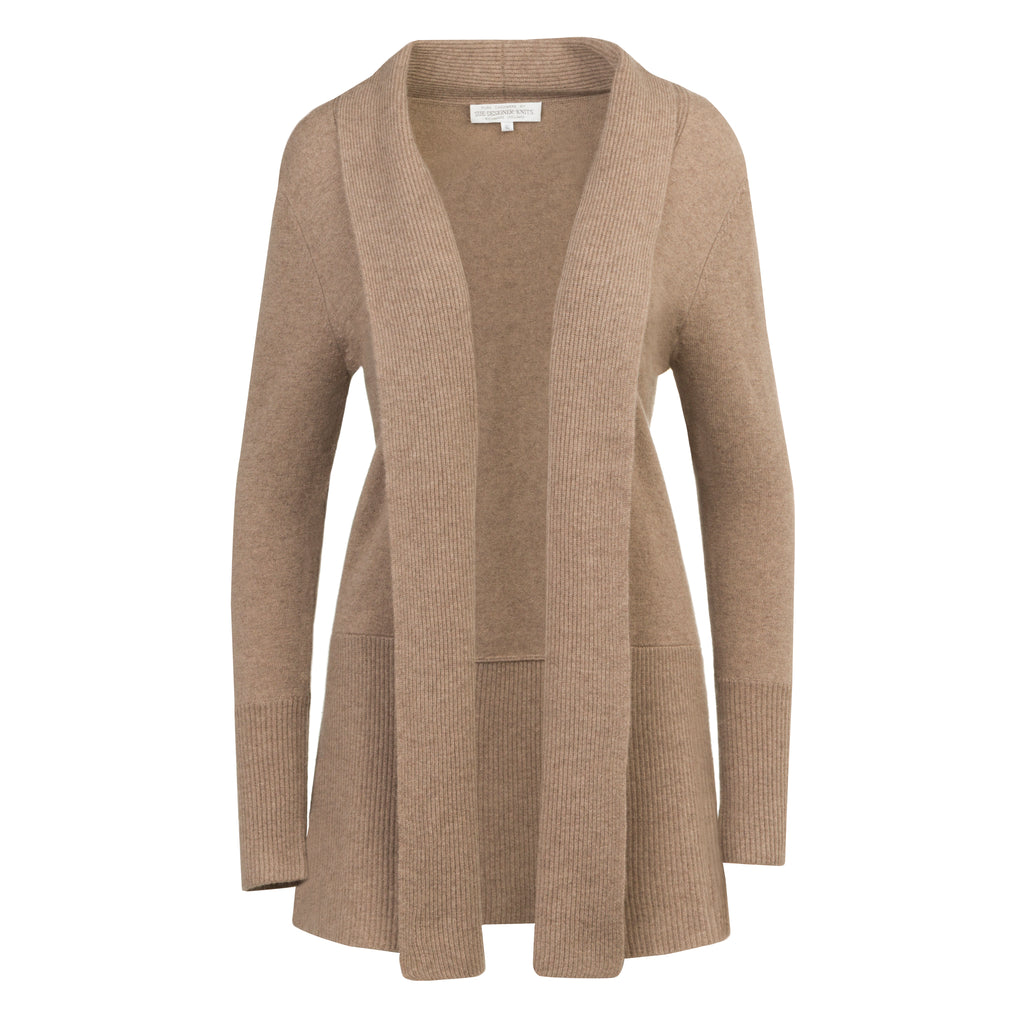 Long Cashmere Cardigan in Light Brown