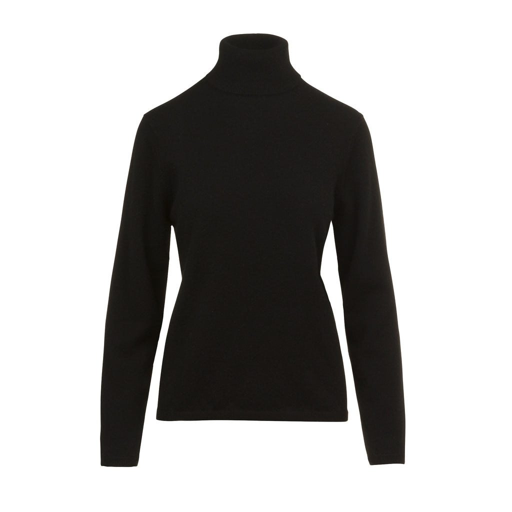 Black 100% Pure Cashmere Turtle Neck Sweater by Kenmare Cashmere