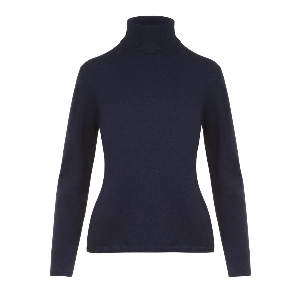 Ladies Cashmere Polo Neck in Navy