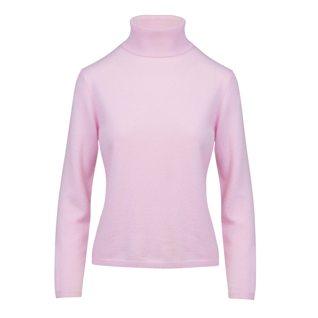 Ladies Cashmere Polo Neck in Baby Pink