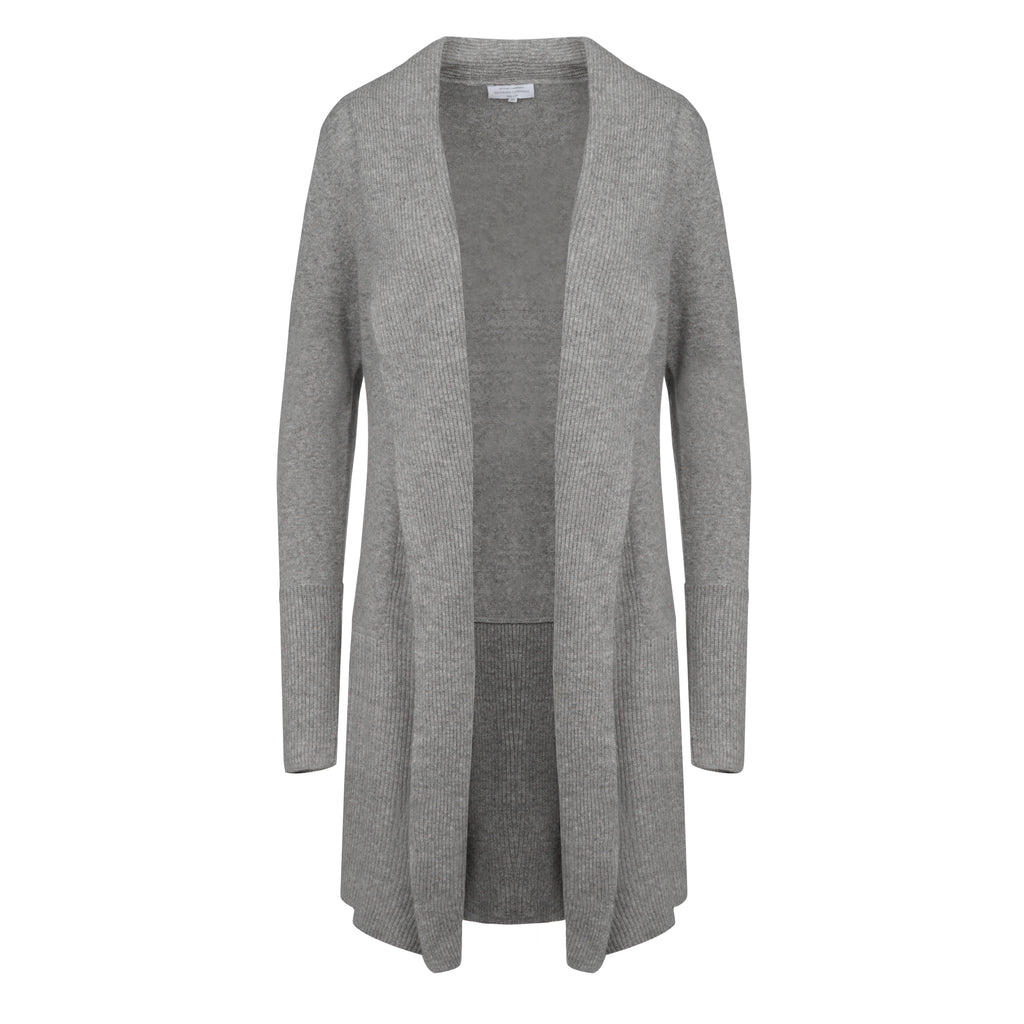 Silver Grey Longline 100% Pure Cashmere Cardigan by Kenmare Cashmere