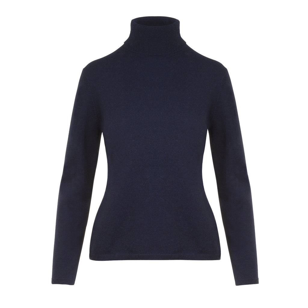 Deep Navy 100% Pure Cashmere Turtle Neck Sweater by Kenmare Cashmere
