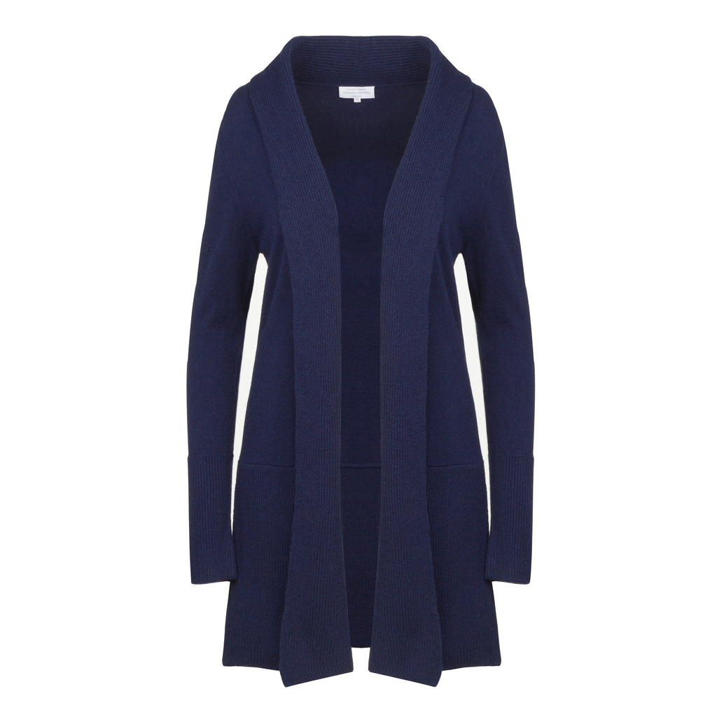 Navy Longline 100% Pure Cashmere Cardigan by Kenmare Cashmere