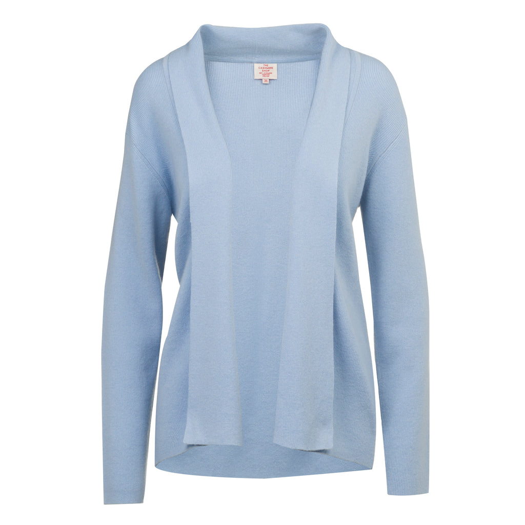 Ribbed Cashmere Cardigan in Powder Blue