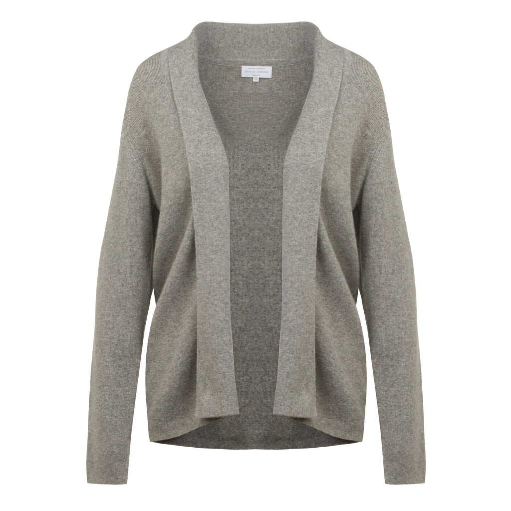 Ribbed Cashmere Cardigan in Silver Grey