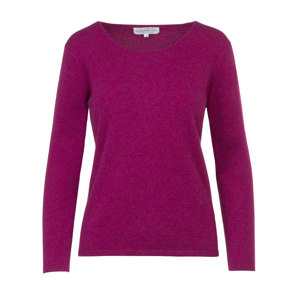 Women's Scoop Neck Cashmere Sweater in Loganberry