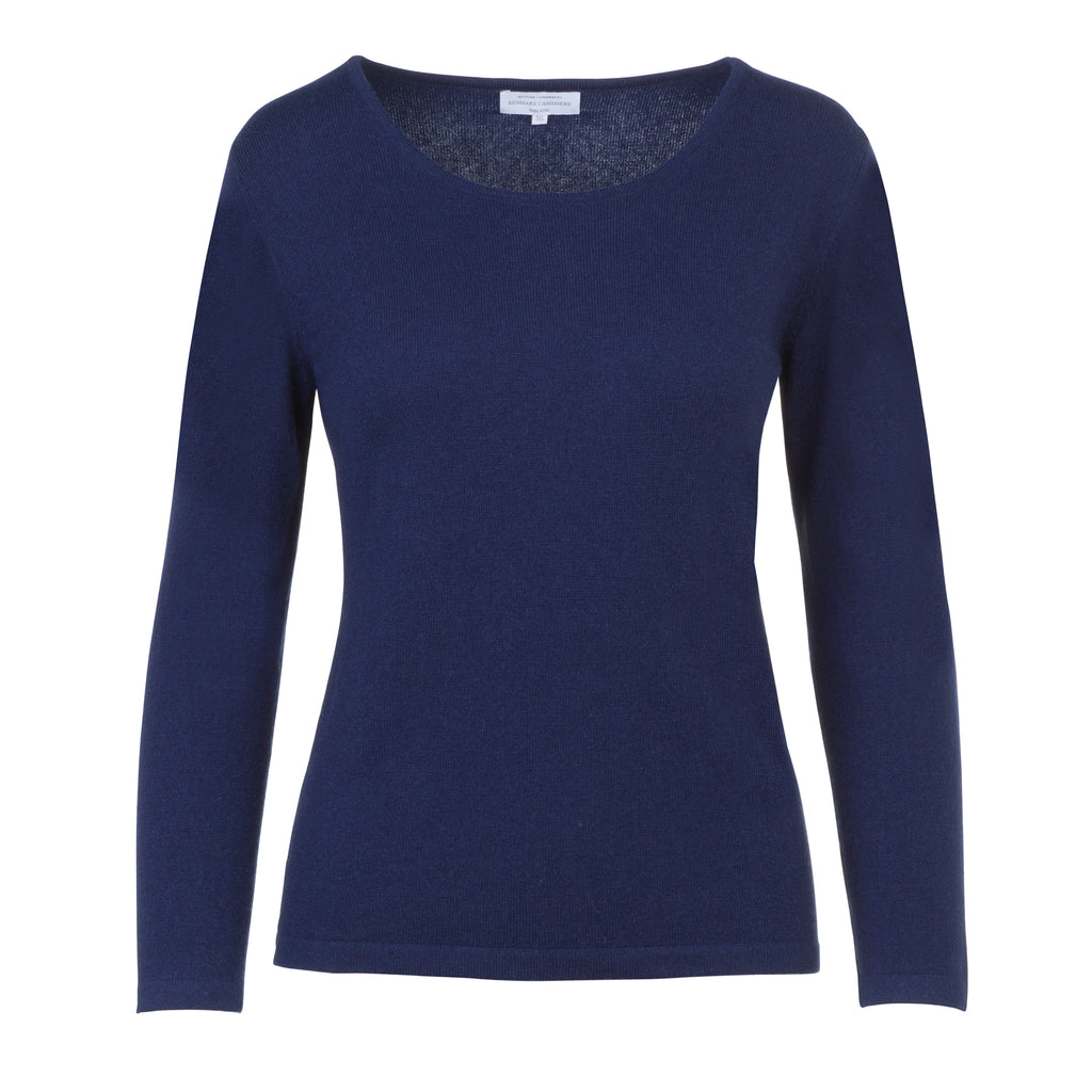 Women's Scoop Neck Cashmere Sweater in Navy – Kenmare Cashmere