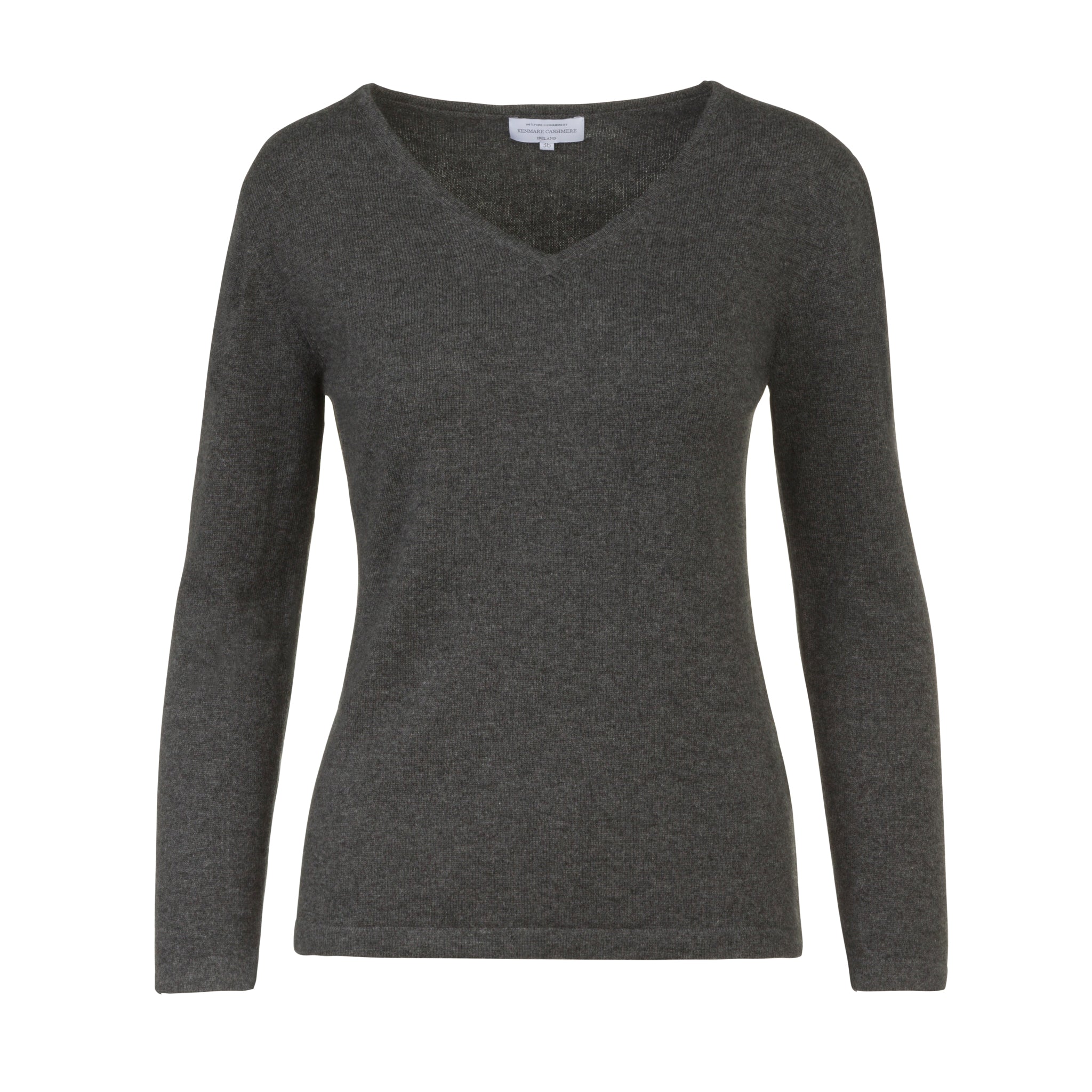 Women's V-Neck Cashmere Sweater in Charcoal Grey