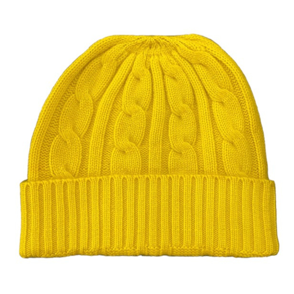 Bright Yellow 100 Pure Cashmere Beanie Kenmare Cashmere