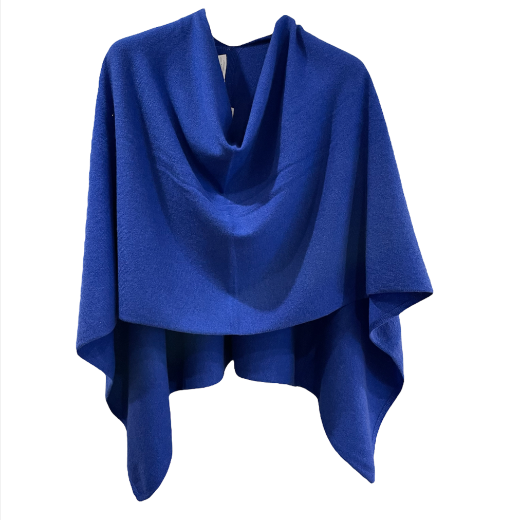 100% Pure Cashmere Poncho in Cobalt Blue Kenmare Cashmere