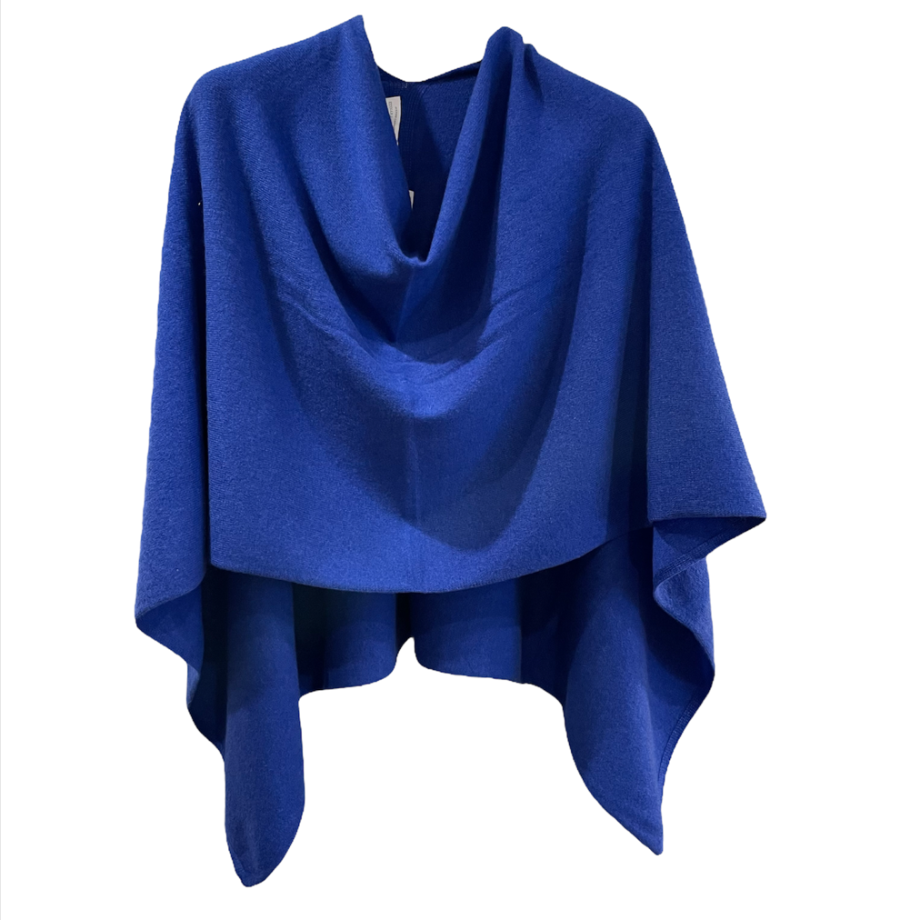 cobalt deep blue pure cashmere ladies shawl poncho